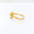 Matte Flower CZ 22k Gold Ring