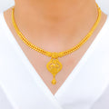 Noble Heart Accented Necklace 22k Gold Set