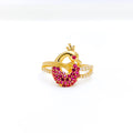 Pink + Gold Peacock 22k Gold Ring