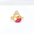 Chic Asymmetrical Peacock 22k Gold Ring