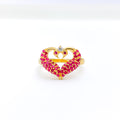 Beautiful Peacock 22k Gold Heart Ring