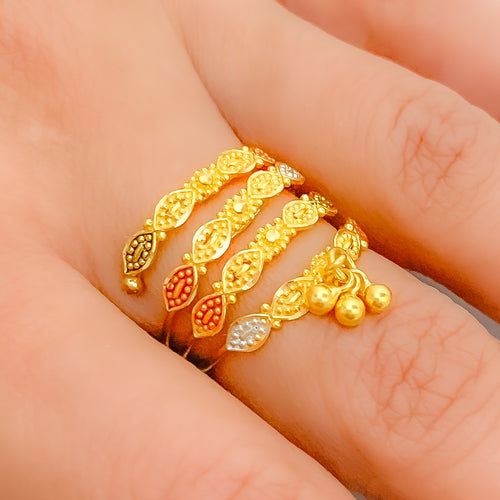 Gorgeous Spiral Tassel 22k Gold Ring