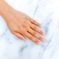 Elegant Beaded V-Shape 22k Gold Ring