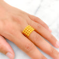 Glossy Symmetrical Floral 22k Gold Ring