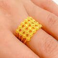 Glossy Symmetrical Floral 22k Gold Ring