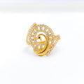 Classy Round White Peacock 22k Gold Ring