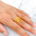 Sparkling High Finish Tassel 22k Gold Ring