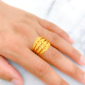 Ornate Four-Tier Paisley 22k Gold Ring