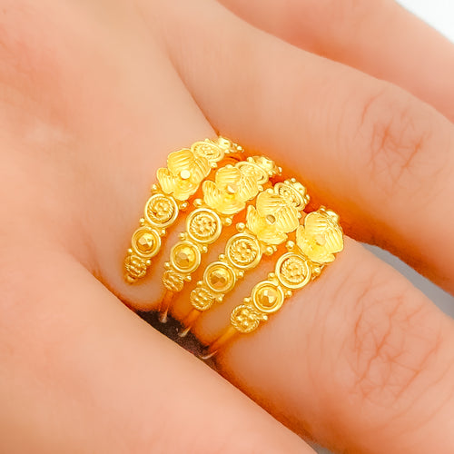 Stunning Layered Open Flower 22k Gold Ring