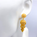 Regal Three-Tier Hanging 22k Gold Earrings