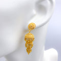 Regal Three-Tier Hanging 22k Gold Earrings