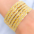 Textured Two-Tone Gold 22k Gold Bangles
