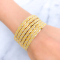 Textured Two-Tone Gold 22k Gold Bangles