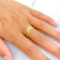 18k-gold-Stunning Floral Diamond Crown Ring 