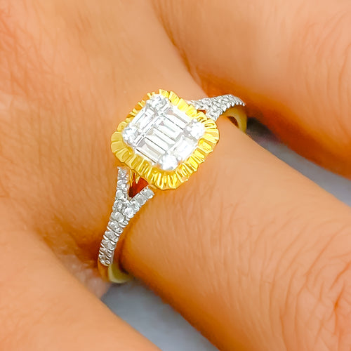 18k-gold-Classic Two Tone Diamond Ring 