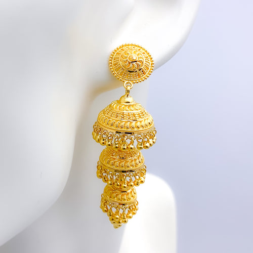 Luxurious Hanging 22k Gold Earrings