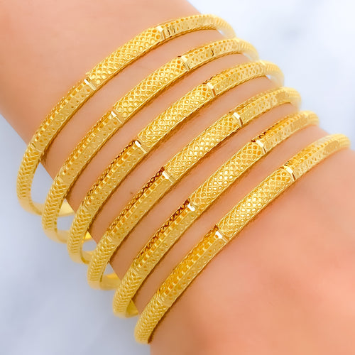 Contemporary Netted 22k Gold Bangles