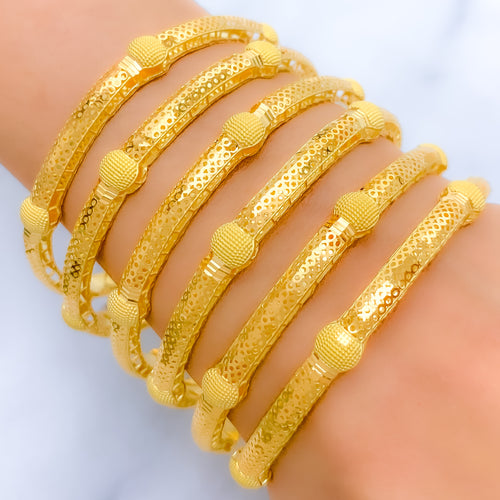 Unique Upscale Orb 22k Gold Bangles