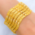 Fancy Elevated Curved Bangle 22k Gold Set