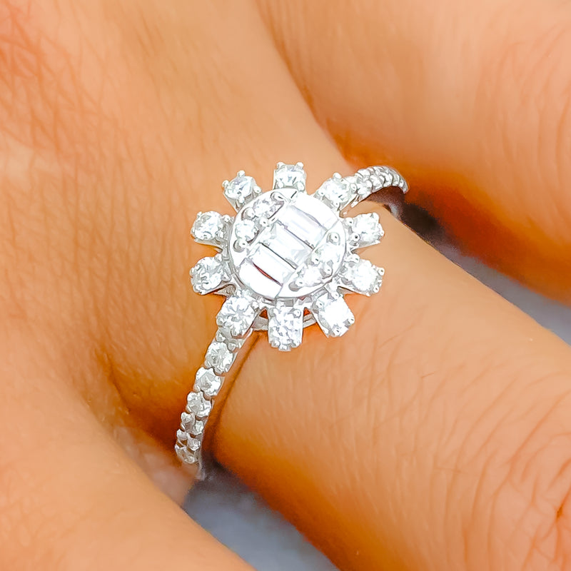 18k-gold-Dazzling Decorative Floral Diamond Ring 