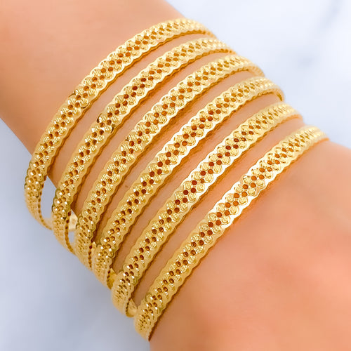 Modern Lush Cutwork 22k Gold Bangles