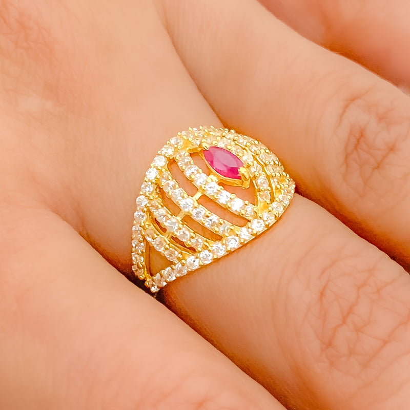 Elevated Marquise CZ 22k Gold Ring