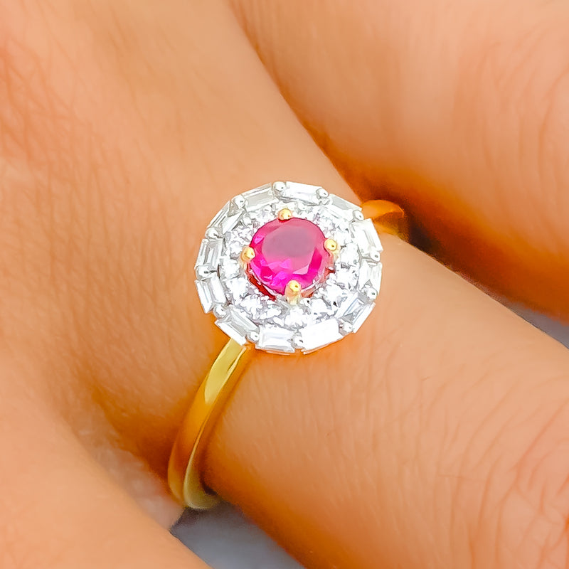 18k-gold-Elegant Lush Floral Diamond Ring 