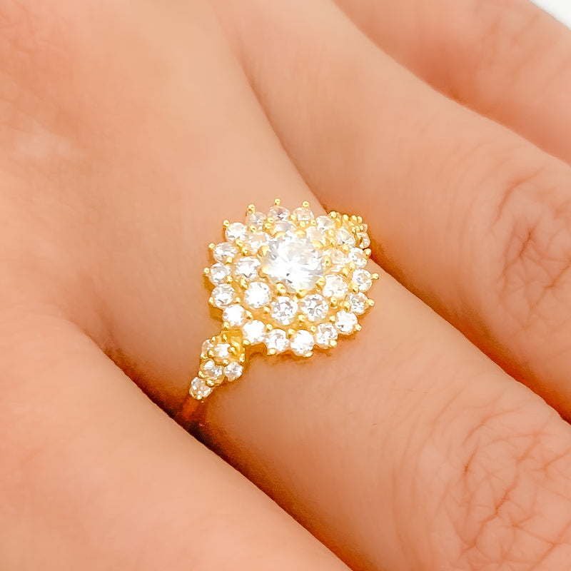 Classic Sparkling CZ 22k Gold Ring