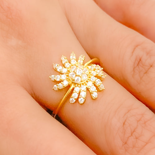 Radiant Sun Accented CZ 22k Gold Ring