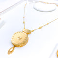 Floral Matte Finish Necklace 22k Gold Set