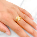 Radiant Sun Accented CZ 22k Gold Ring
