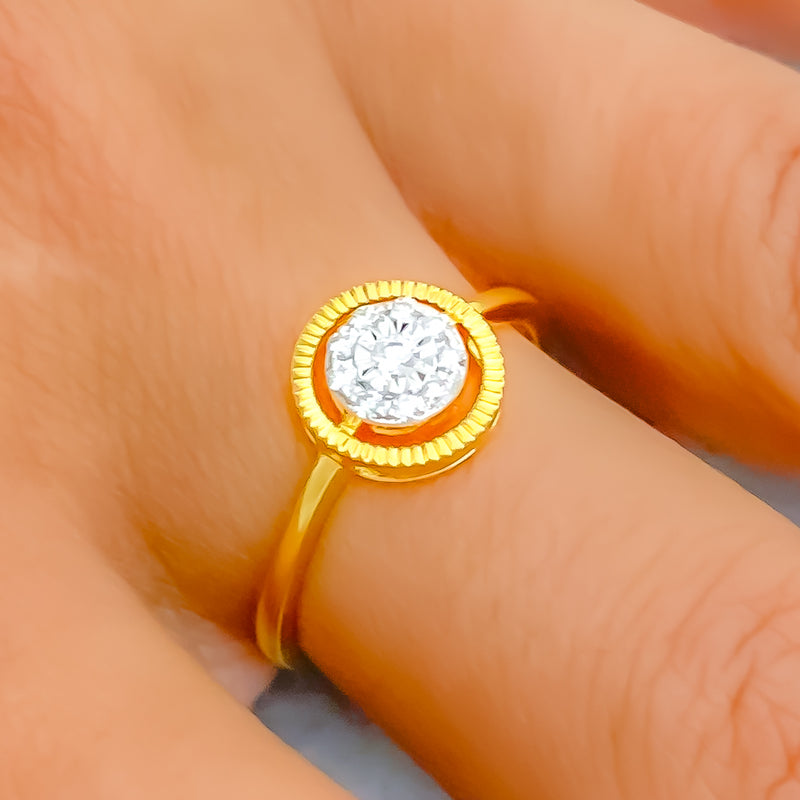 18k-gold-Opulent Halo Diamond Ring 