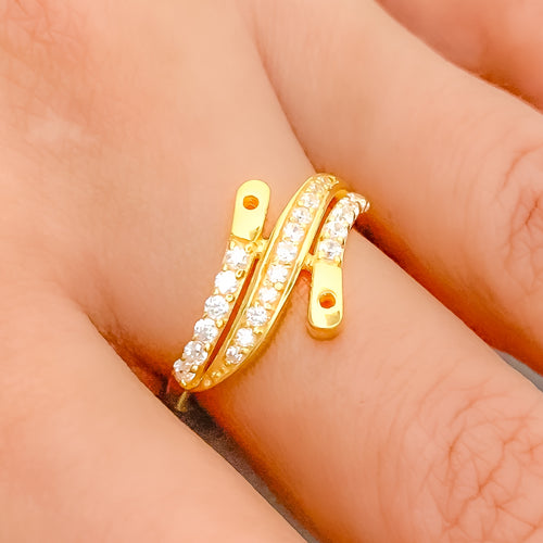 Chic Layered CZ 22k Gold Ring