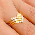 Trendy Three-Tier CZ 22k Gold Ring