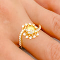 Upscale Floral CZ 22k Gold Ring