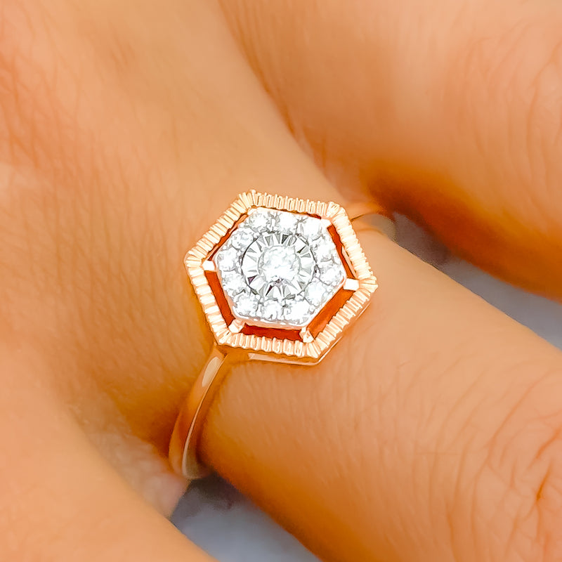 18k-gold-Luxurious Rose Gold Diamond Ring 