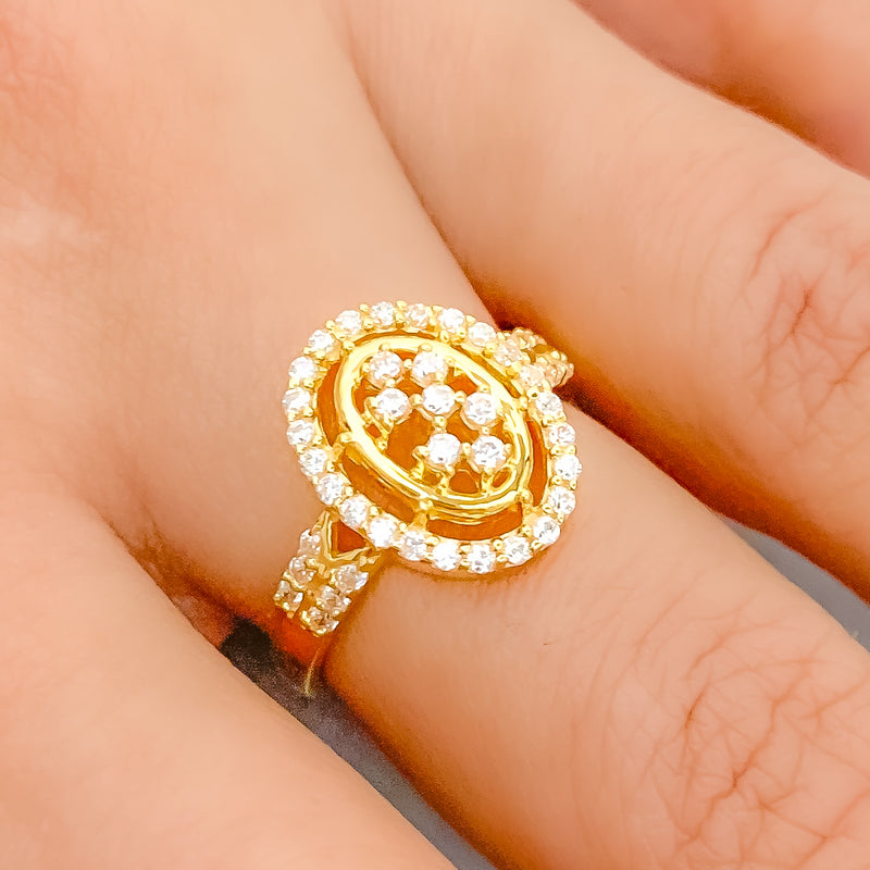 Classy Oval CZ 22k Gold Ring