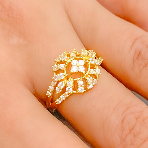 Ornate Delightful CZ 22k Gold Ring