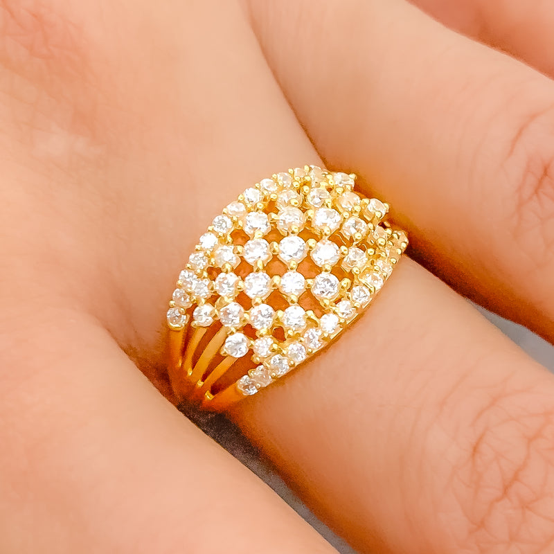 Classic CZ Cluster 22k Gold Ring