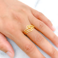 Shimmering Spiral CZ 22k Gold Ring