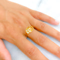 22k-gold-Trendy Floral CZ Ring 