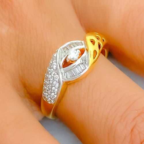 22k-gold-Contemporary Two Tone CZ Ring 