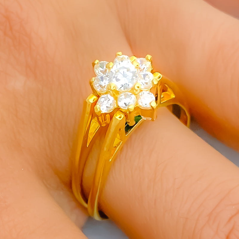 22k-gold-Special Radiant Reversable CZ Ring 