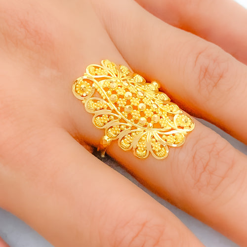 Unique Lightweight Statement 22k Gold Ring