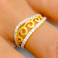 22k-gold-Upscale Spiral Accented CZ Ring 