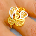 22k-gold-High Finish Two Tone Paisley CZ Ring