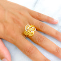 22k-gold-High Finish Two Tone Paisley CZ Ring