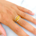 22k-gold-Exclusive Textured Abstract CZ Ring