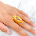 Festive Multi-Color Marquise 22k Gold Ring