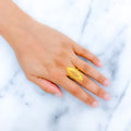 Classic Floral Elongated 22k Gold Ring